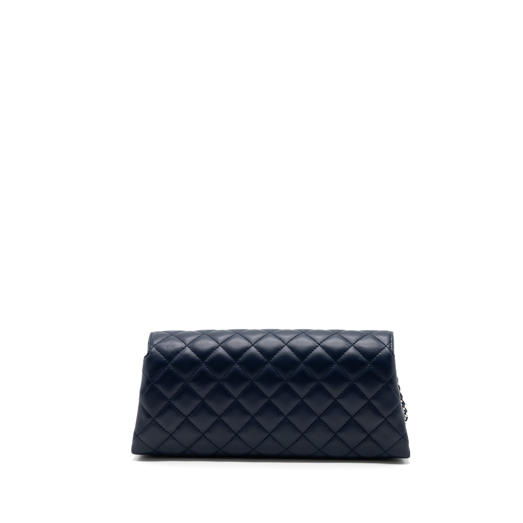Chanel quilted long flap bag lambskin dark blue