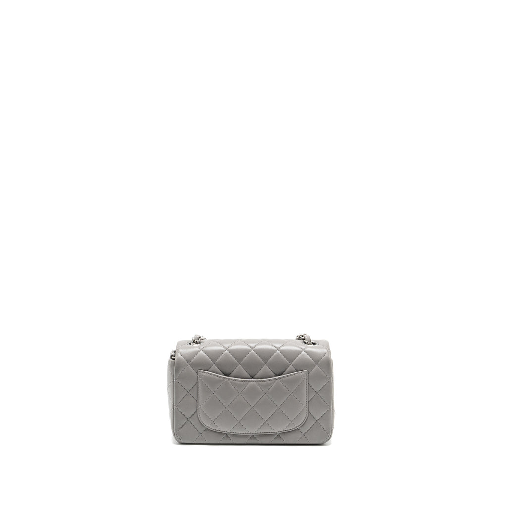 Chanel Mini Rectangular Flap Bag Lambskin Light Grey (Microchip)