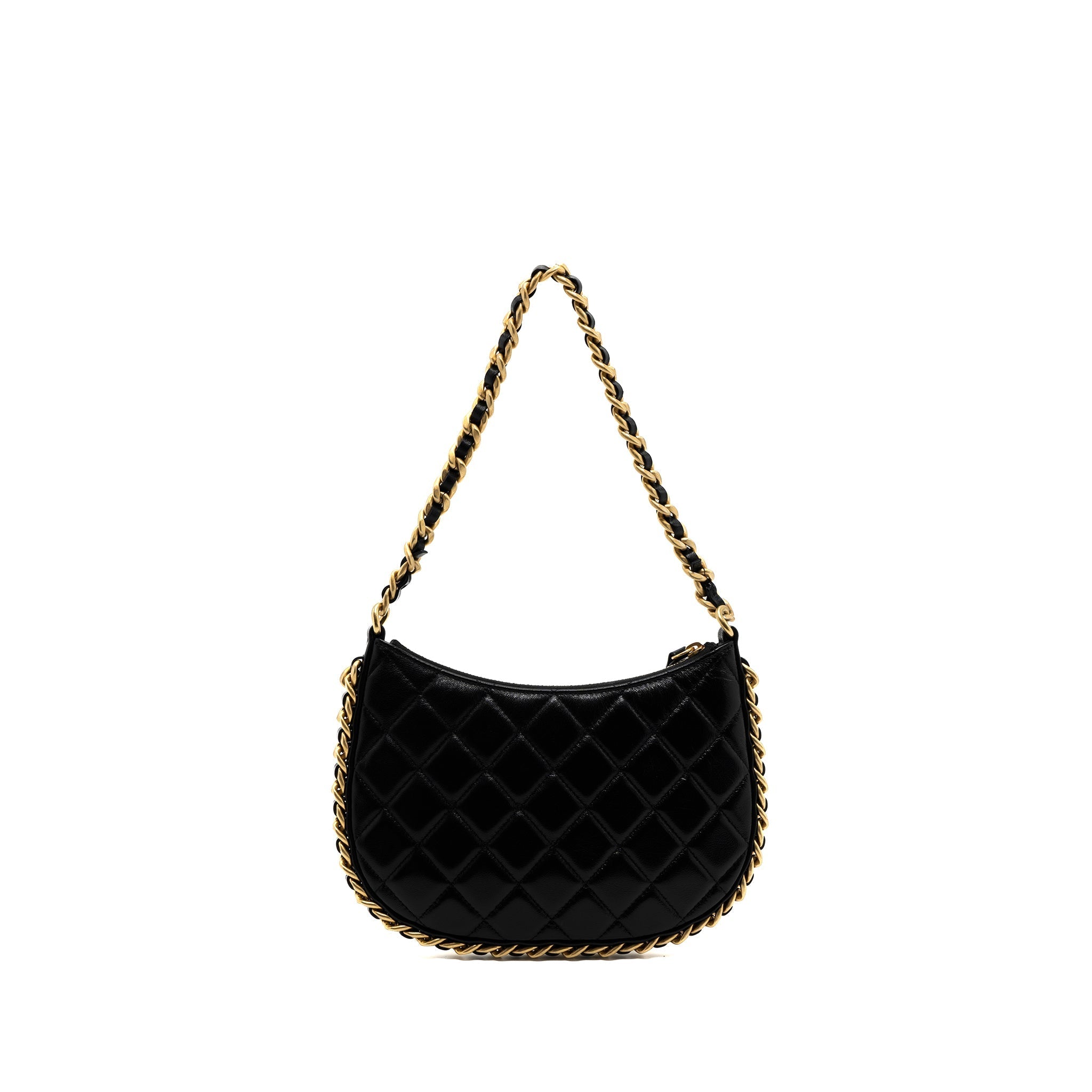 Chanel 23b Hobo Shoulder Bag Lambskin Black Brushed (Microchip)