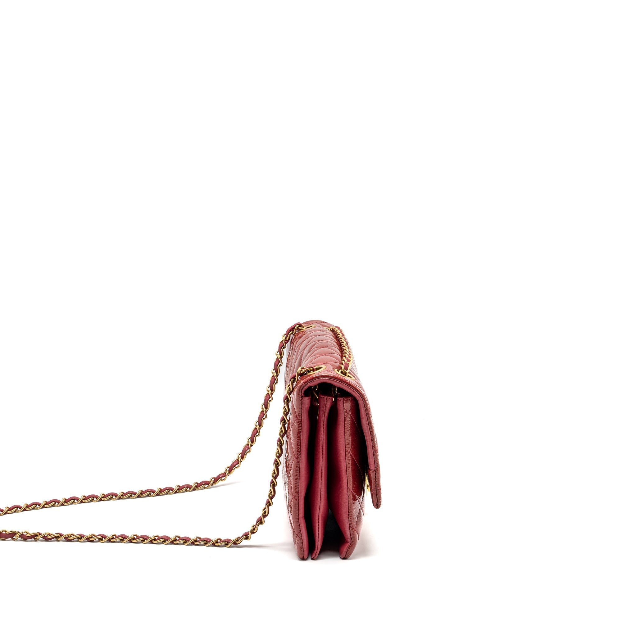 Chanel Seasonal Flap Bag Patent Goatskin/Lambskin Red