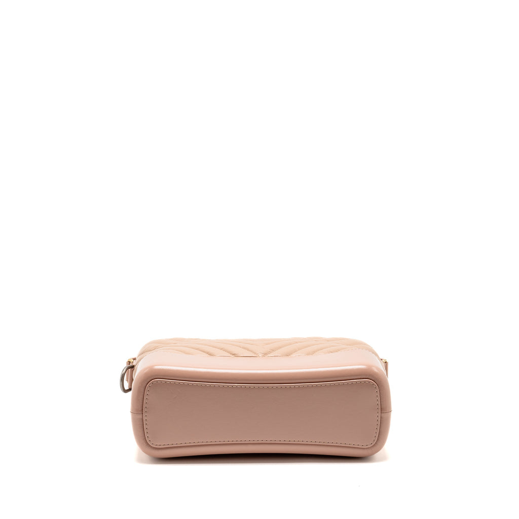 Chanel Chevron Gabrielle Hobo Bag Calfskin Pink Beige Multicolour Hardware