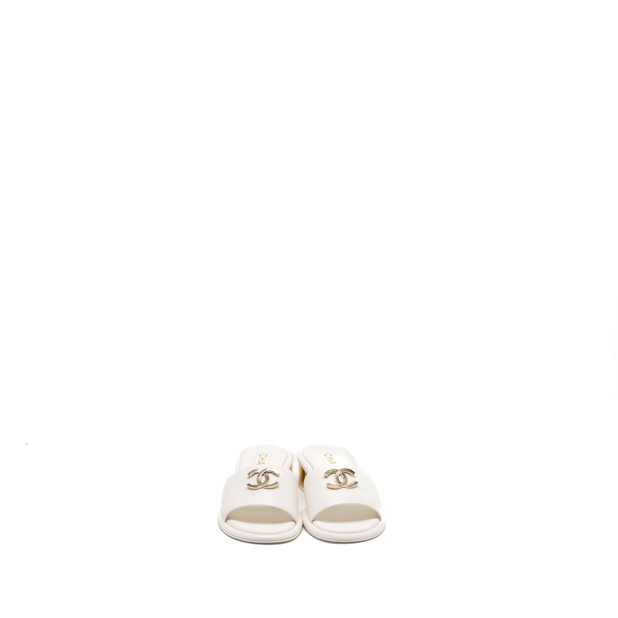 Chanel Size 36 23K Mules Lambskin White