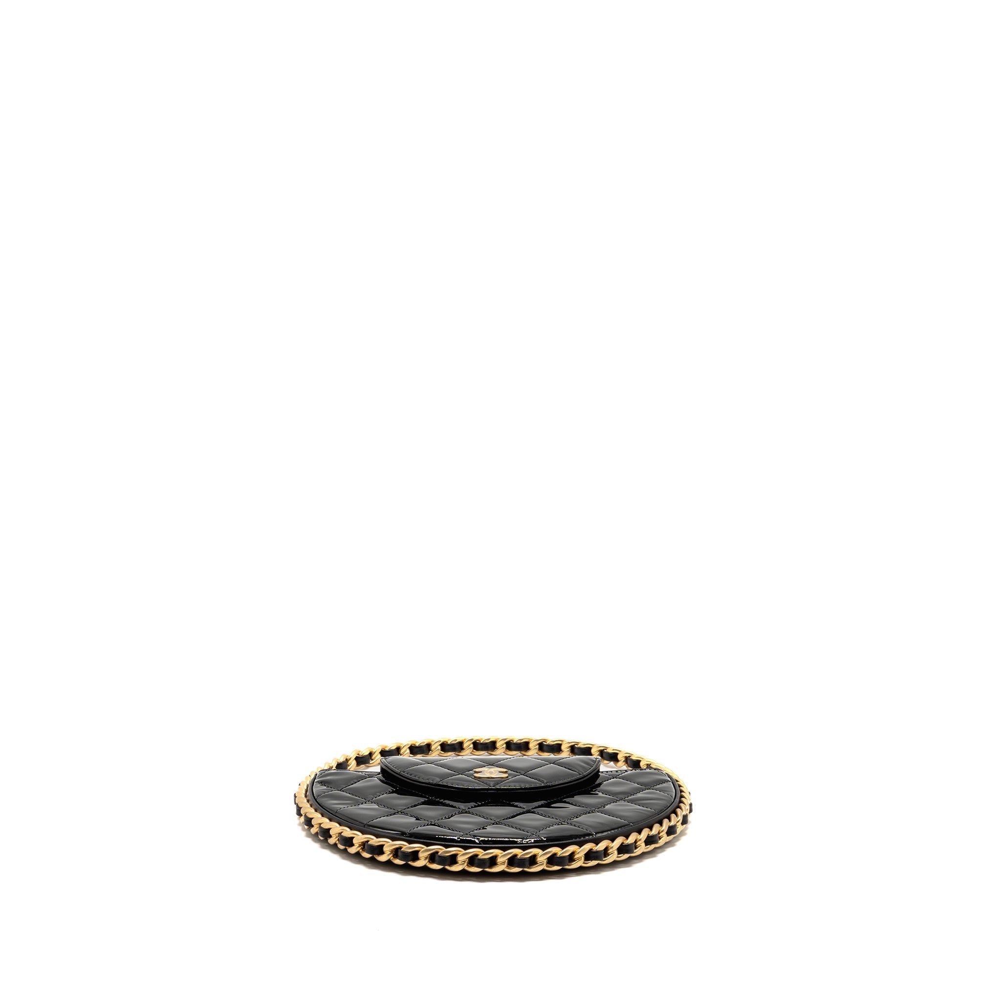 Chanel 23K Hoop Bag Patent Leather Black  (Microchip)