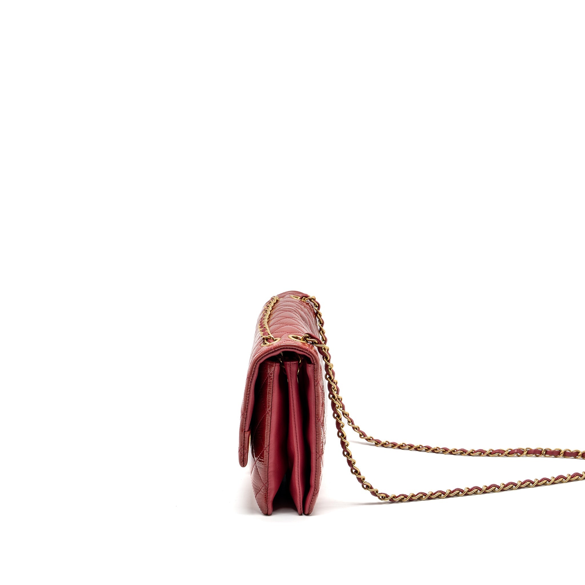 Chanel Seasonal Flap Bag Patent Goatskin/Lambskin Red