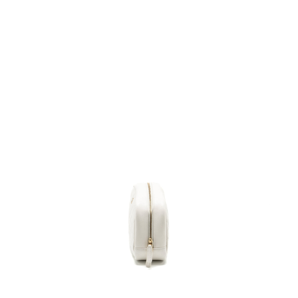 Chanel timeless classic pouch grained calfskin white L (microchip)