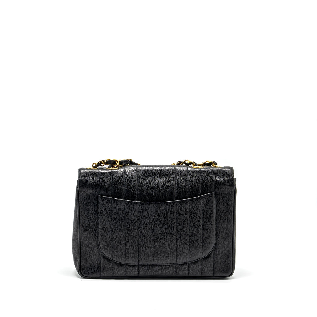 Chanel Vintage Vertical Jumbo Flap Bag Caviar Black