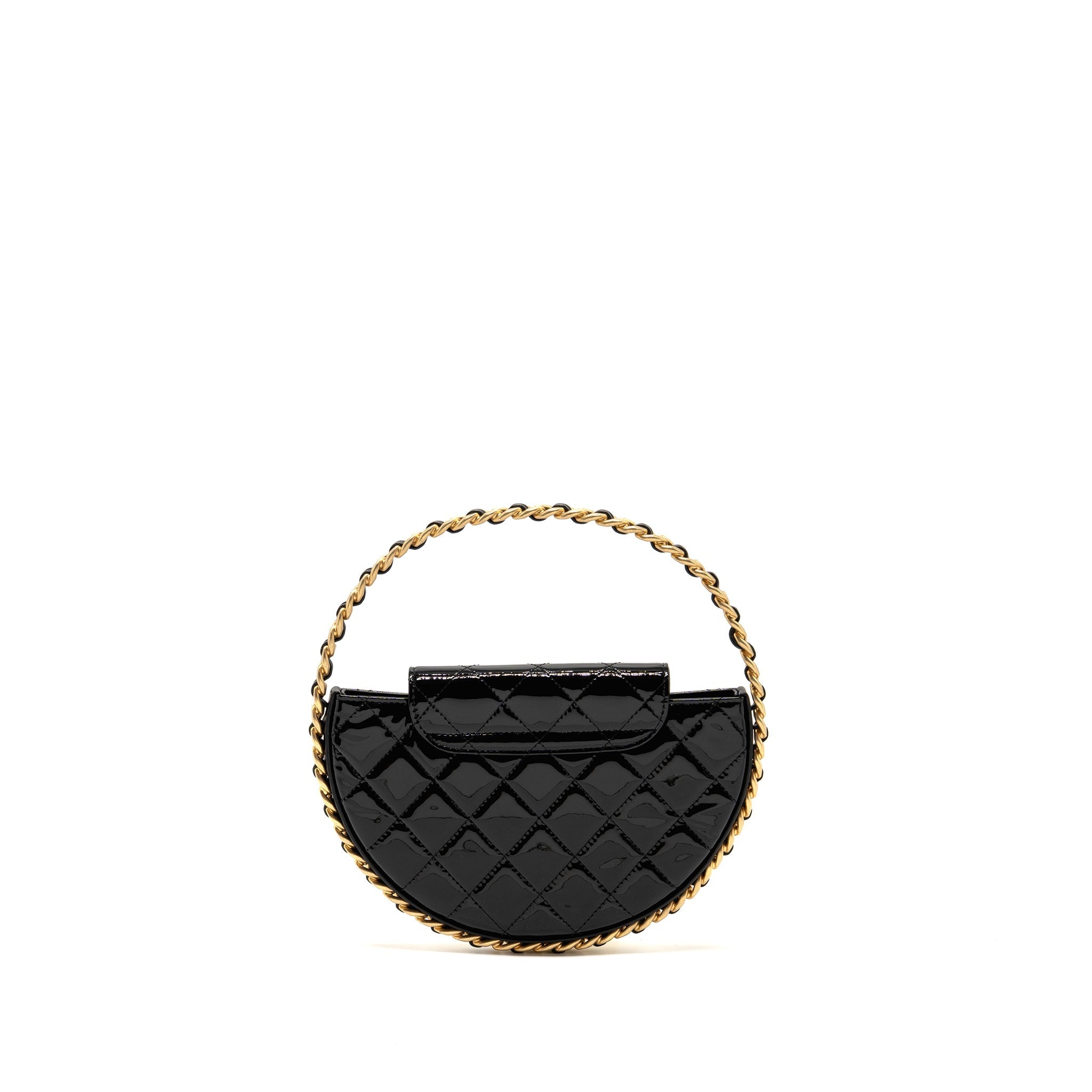 Chanel 23K Hoop Bag Patent Leather Black  (Microchip)