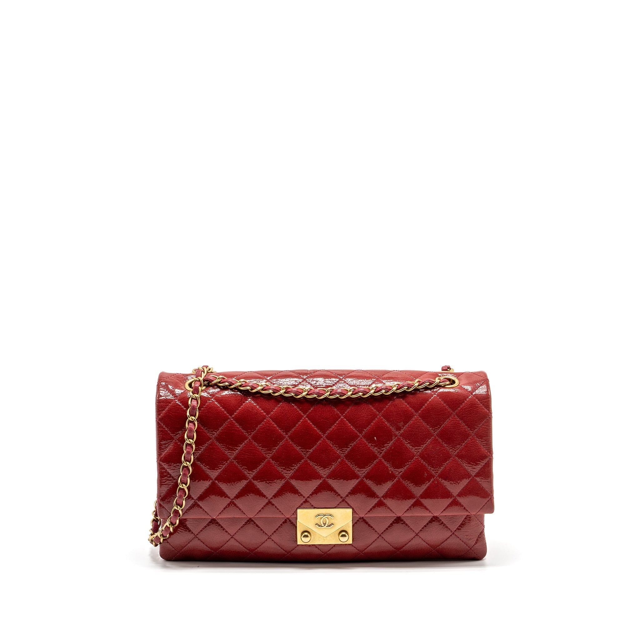 Chanel Seasonal Flap Bag Patent Goatskin/Lambskin Red