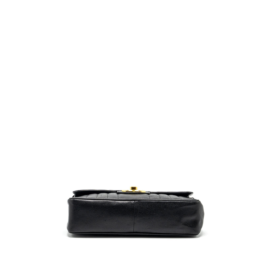 Chanel Vintage Vertical Jumbo Flap Bag Caviar Black