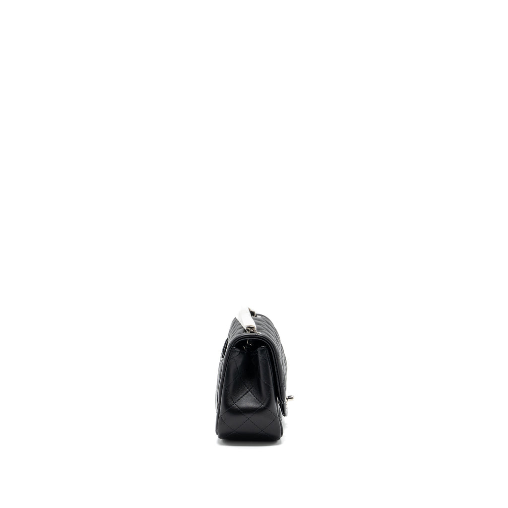 Chanel mini square flap bag lambskin Black  (microchip)
