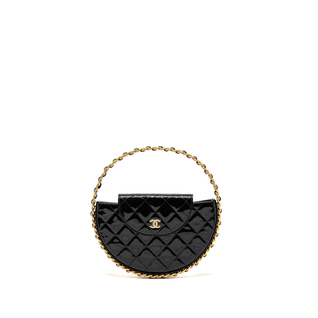 Chanel 23K Hoop Bag Patent Leather Black  (Microchip)