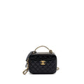 Chanel Letter top Handle Small vanity case caviar Black Brushed (microchip)