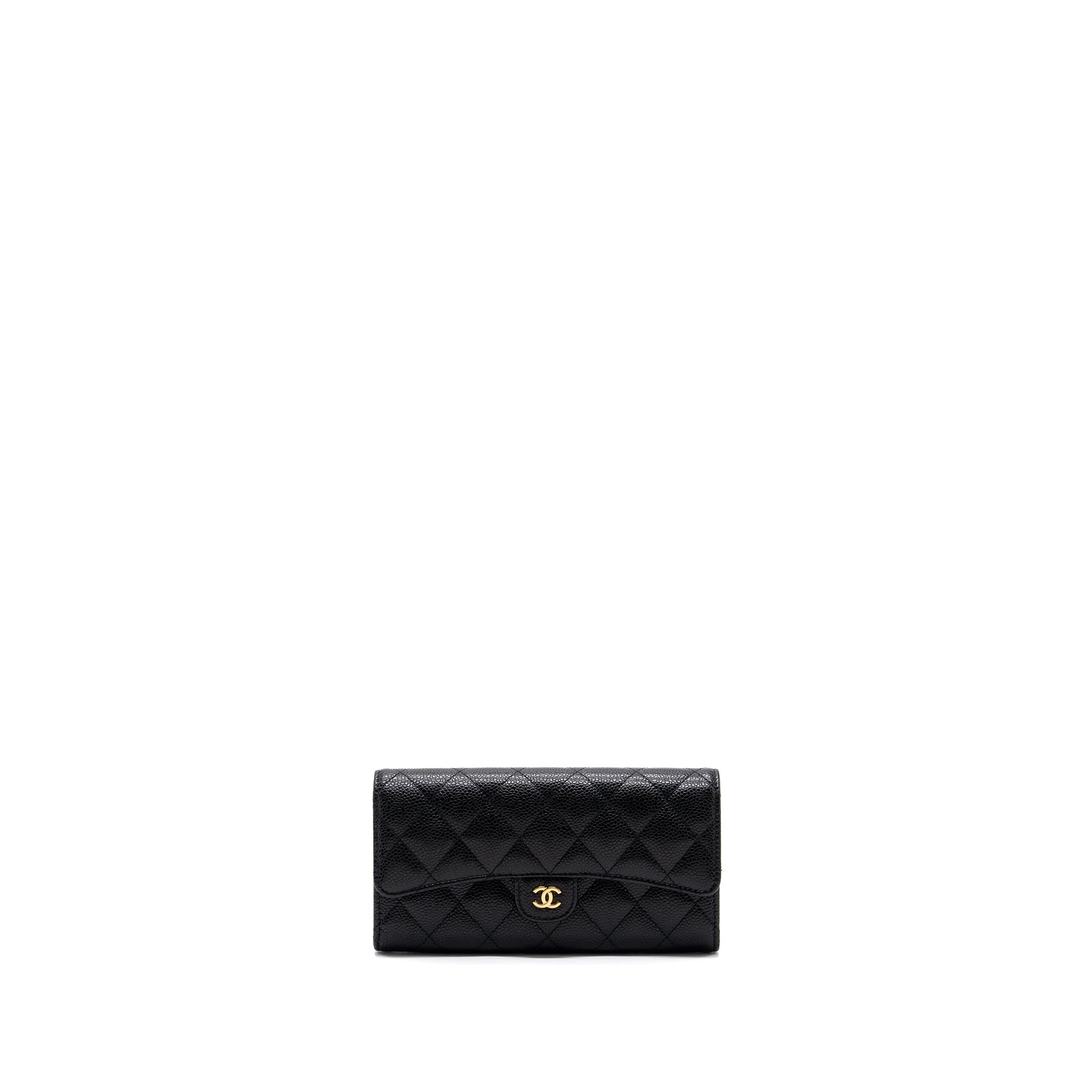 Chanel Classic flap wallet grained calfskin Black