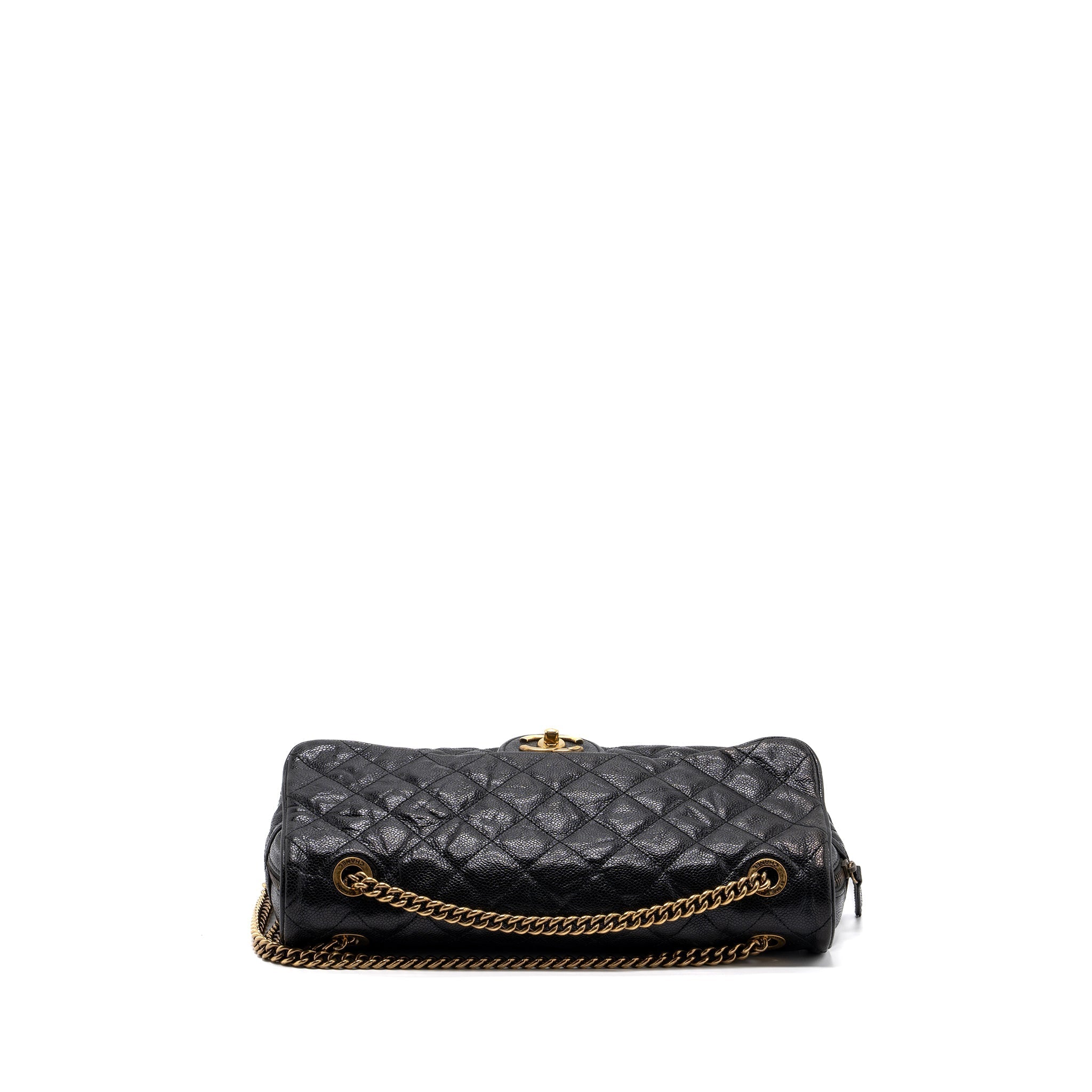 Chanel Large Flap Bag Grained Calfskin Black Brushed
