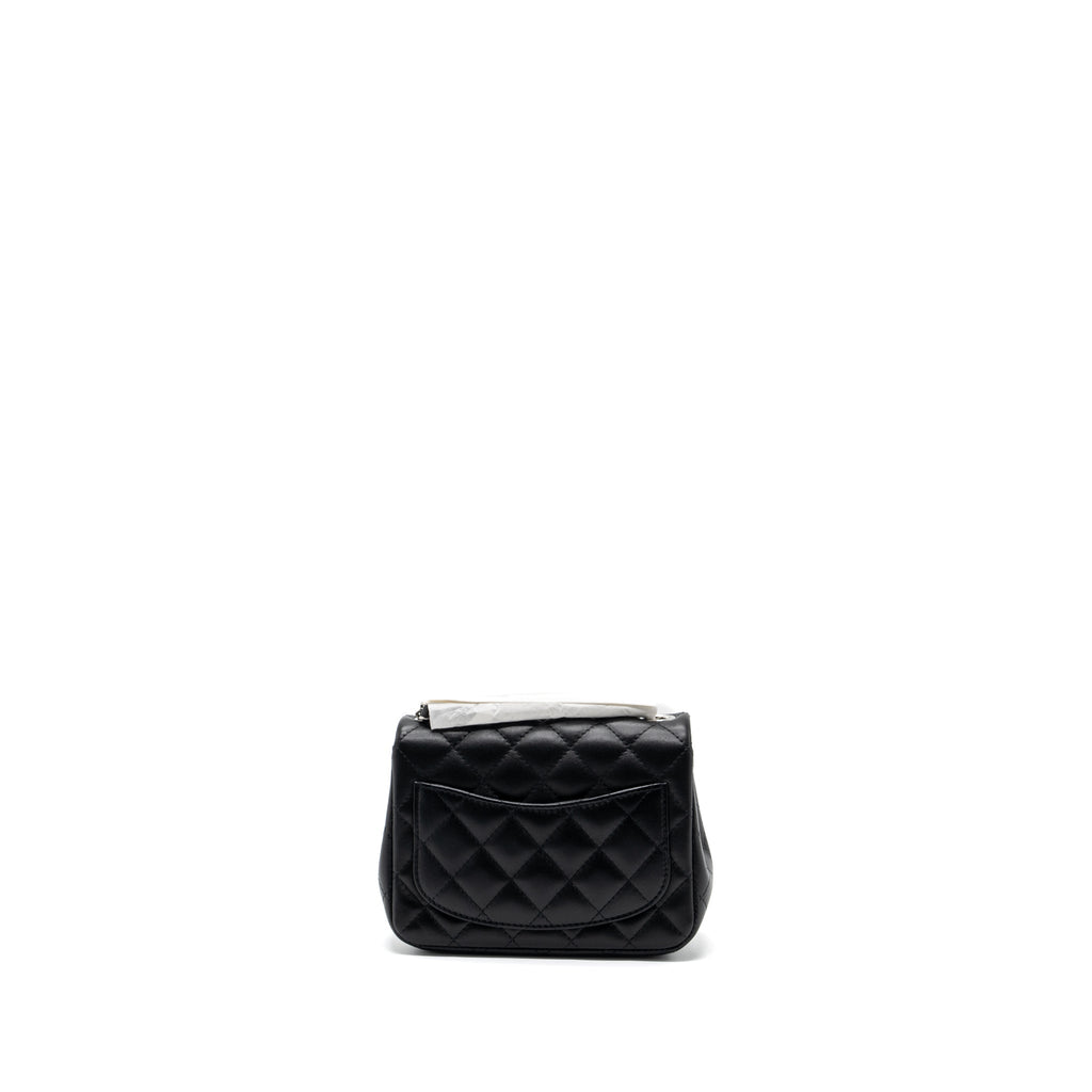 Chanel mini square flap bag lambskin Black  (microchip)