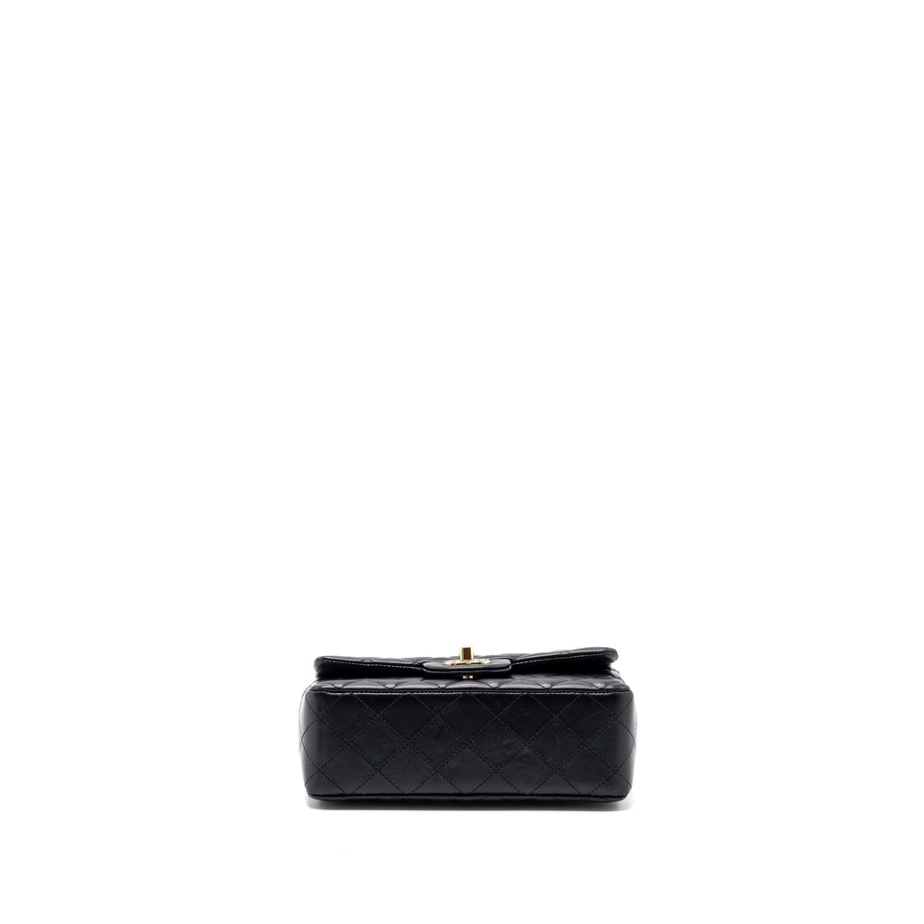 CHANEL MINI RECTANGULAR FLAP BAG LAMBSKIN BLACK L (MICROCHIP)
