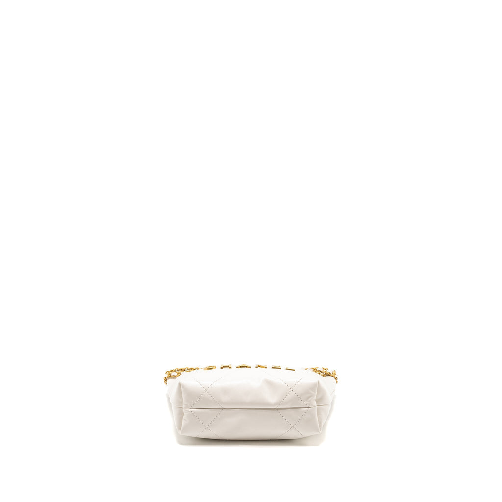 Chanel Mini 22 Bag Shiny Calfskin White  (Microchip)