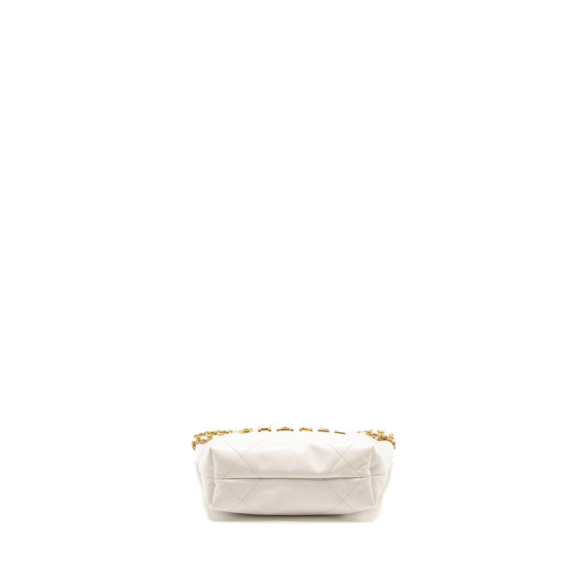 Chanel Mini 22 Bag Shiny Calfskin White  (Microchip)