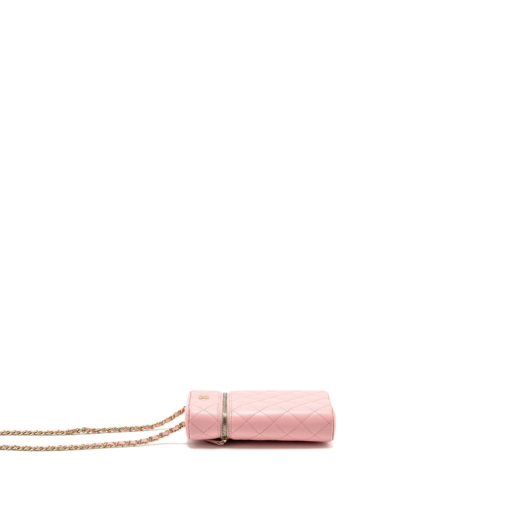 Chanel Vanity Phone Holder With Chain Caviar Pink L