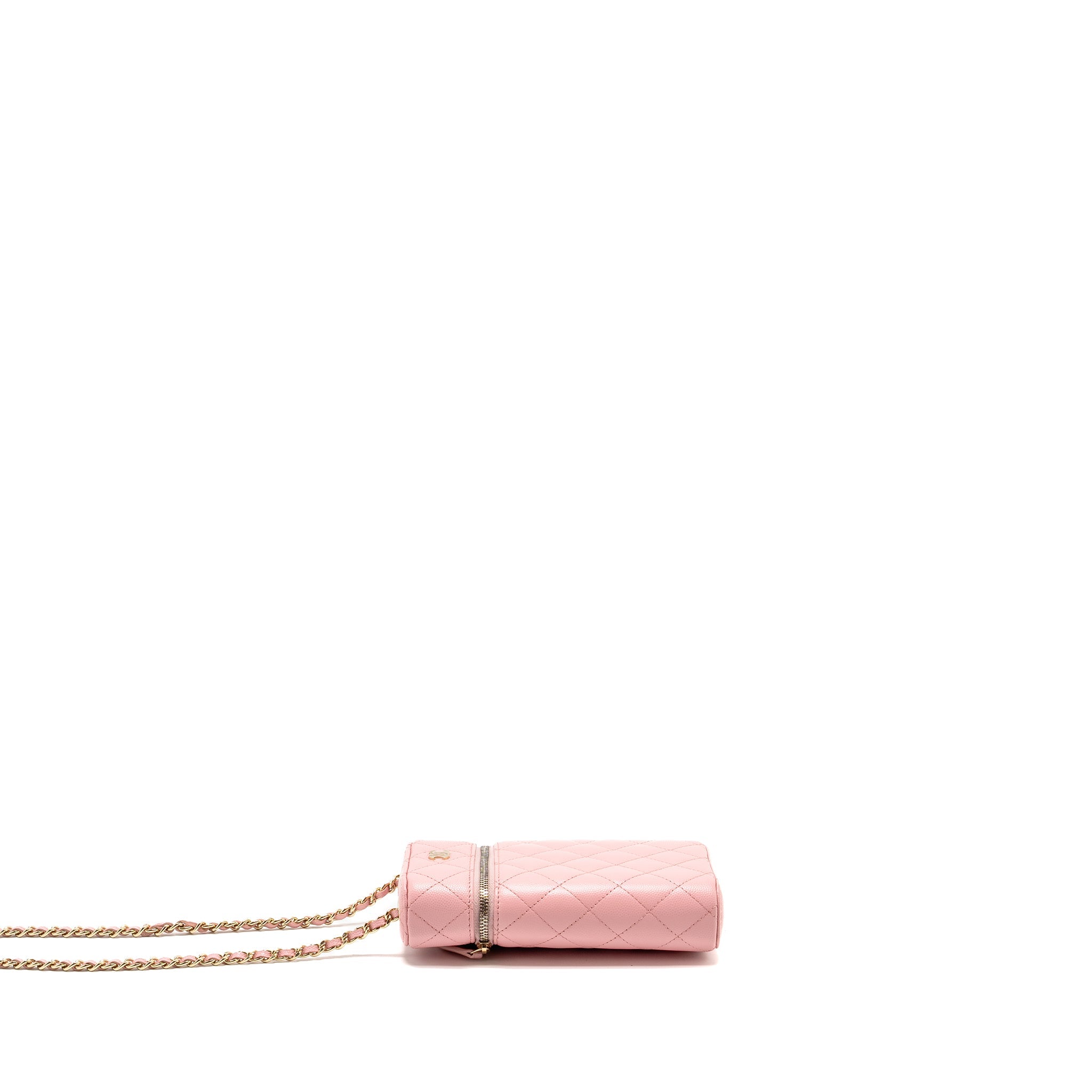 Chanel Vanity Phone Holder With Chain Caviar Pink L