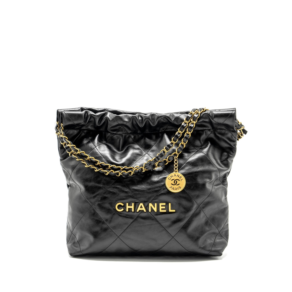 Chanel Small 22 Bag Shiny Calfskin Black  (Microchip)