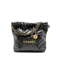 Chanel Small 22 Bag Shiny Calfskin Black  (Microchip)