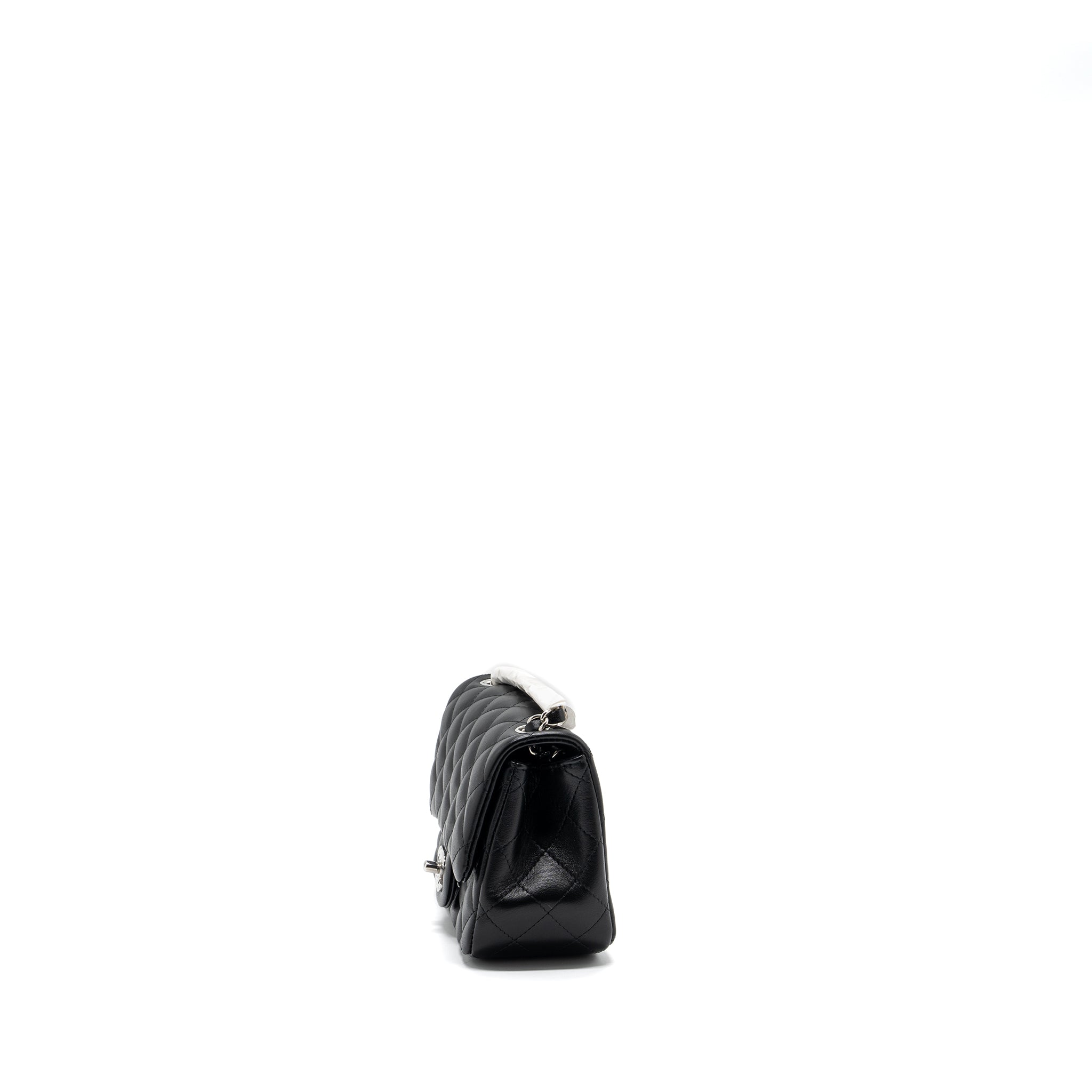 Chanel mini square flap bag lambskin Black  (microchip)