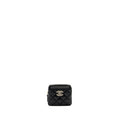 Chanel detailed CC logo zipper small wallet caviar black L
