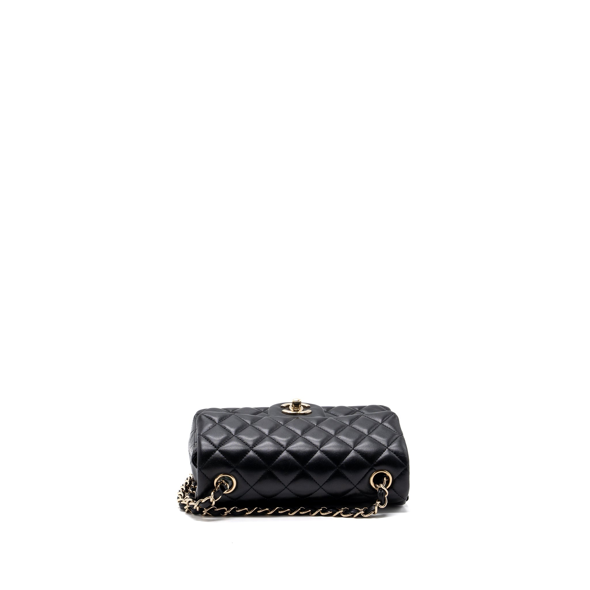 CHANEL MINI RECTANGULAR FLAP BAG LAMBSKIN BLACK L (MICROCHIP)