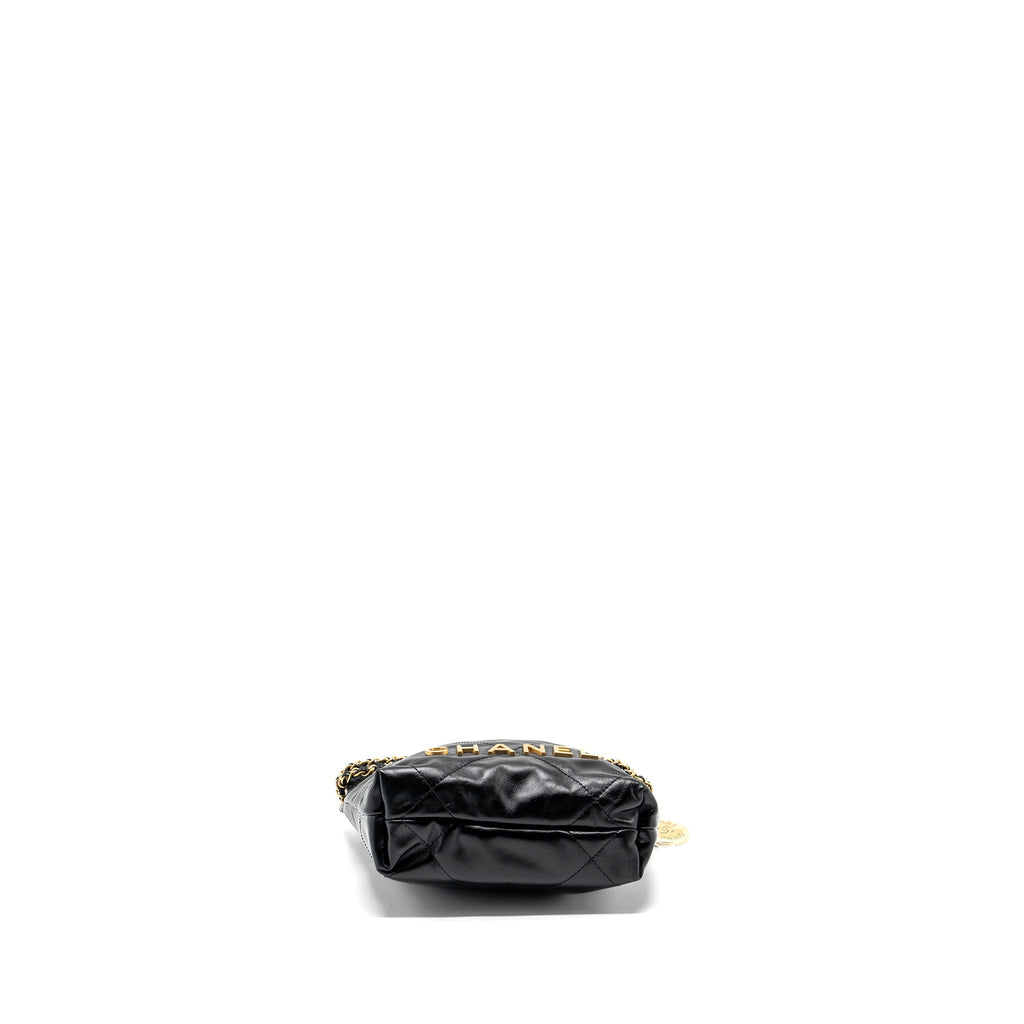 Chanel Mini 22 Bag Shiny Calfskin Black  (Microchip)