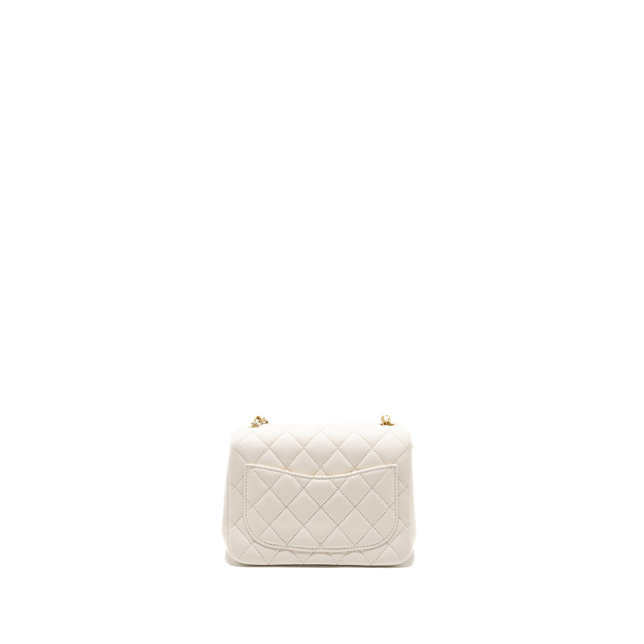 Chanel Pearl Crush Mini Square Lambskin White  (microchip)