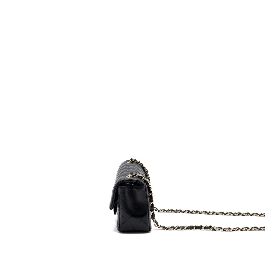 CHANEL MINI RECTANGULAR FLAP BAG LAMBSKIN BLACK L (MICROCHIP)