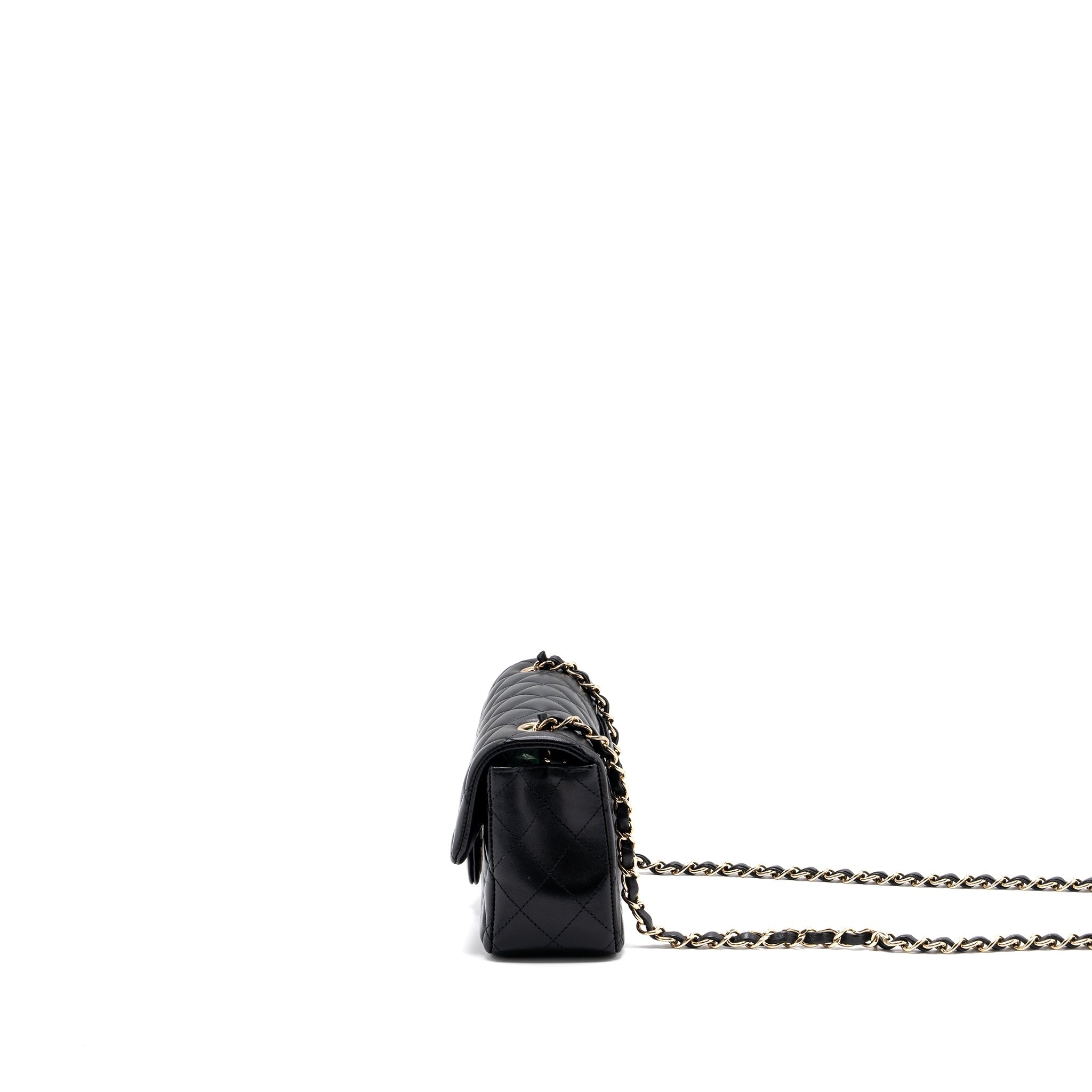 CHANEL MINI RECTANGULAR FLAP BAG LAMBSKIN BLACK L (MICROCHIP)