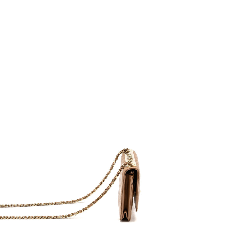 Chanel Trendy CC Wallet On Chain Lambskin Dark Beige