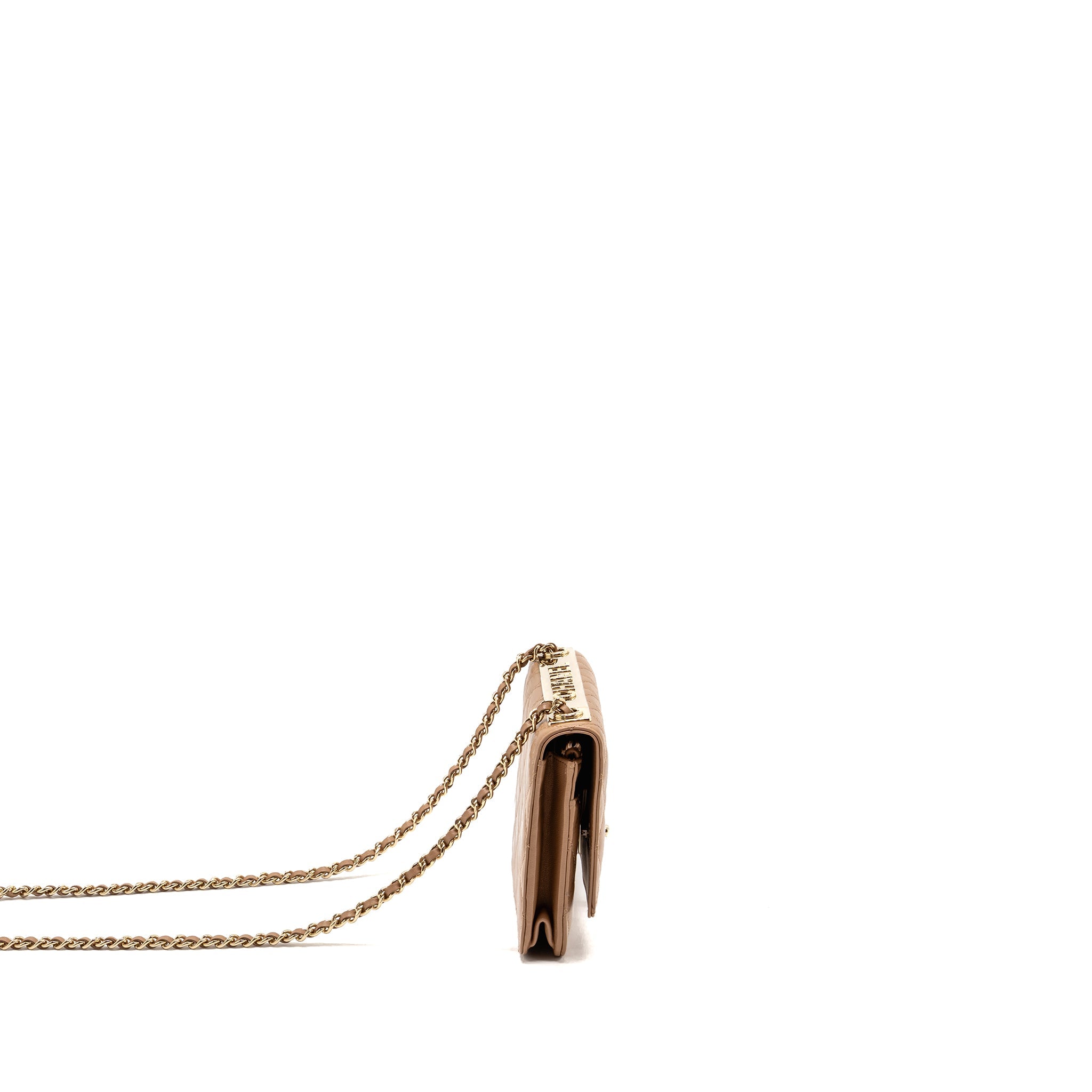 Chanel Trendy CC Wallet On Chain Lambskin Dark Beige