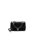 CHANEL FLAP BAG WITH CHAINS HANDLE Quilted CALFSKIN BLACK