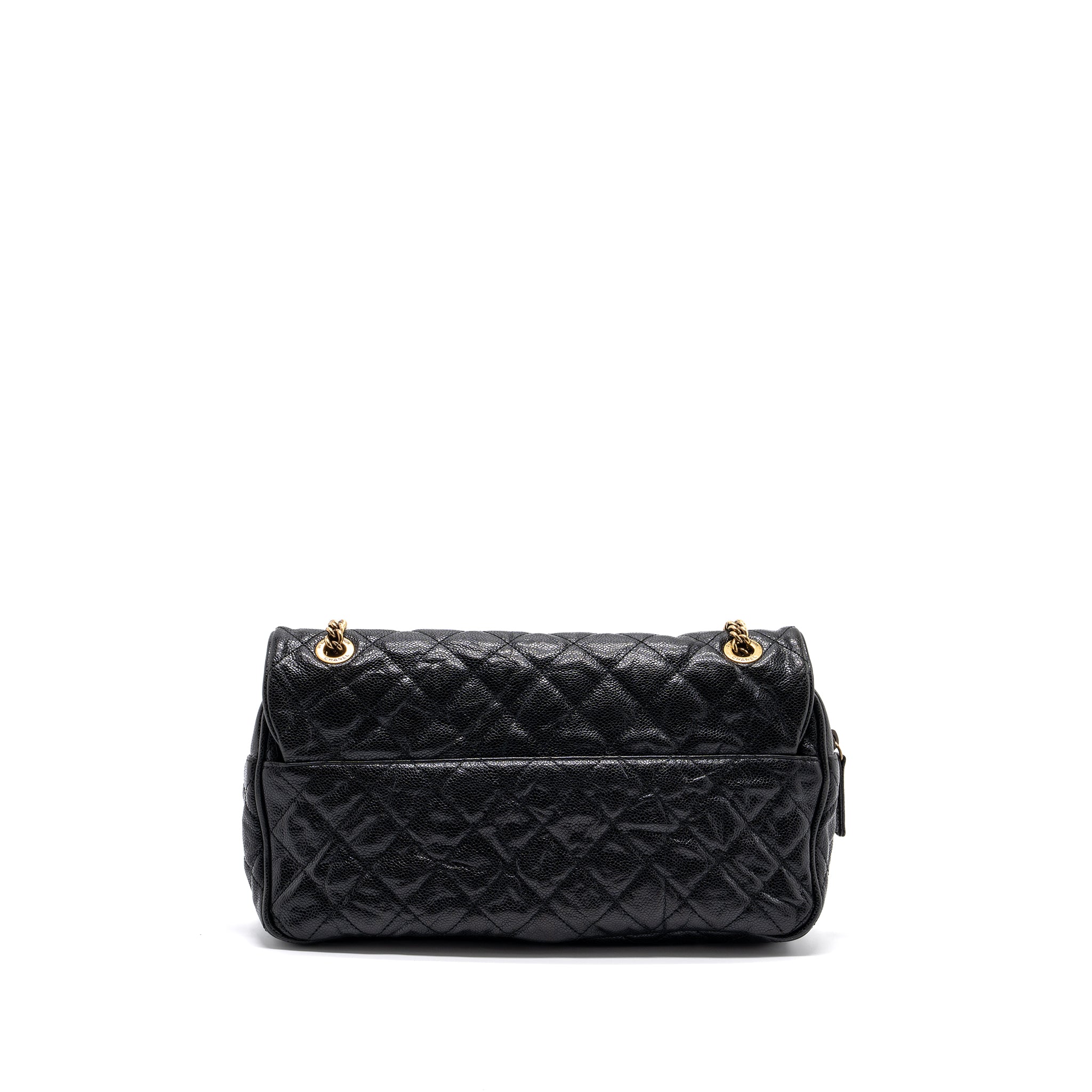 Chanel Large Flap Bag Grained Calfskin Black Brushed