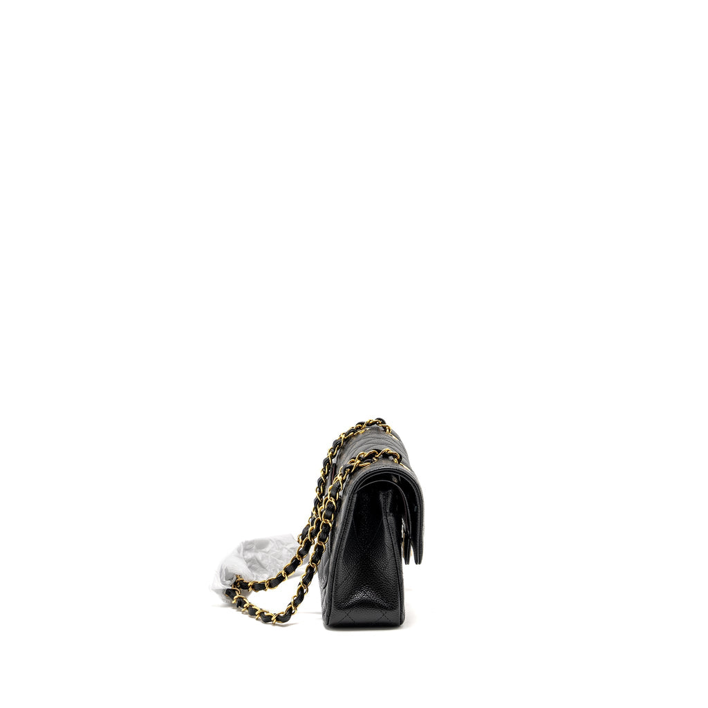 Chanel Small Classic Double FLAP BAG Caviar Black  (Microchip)