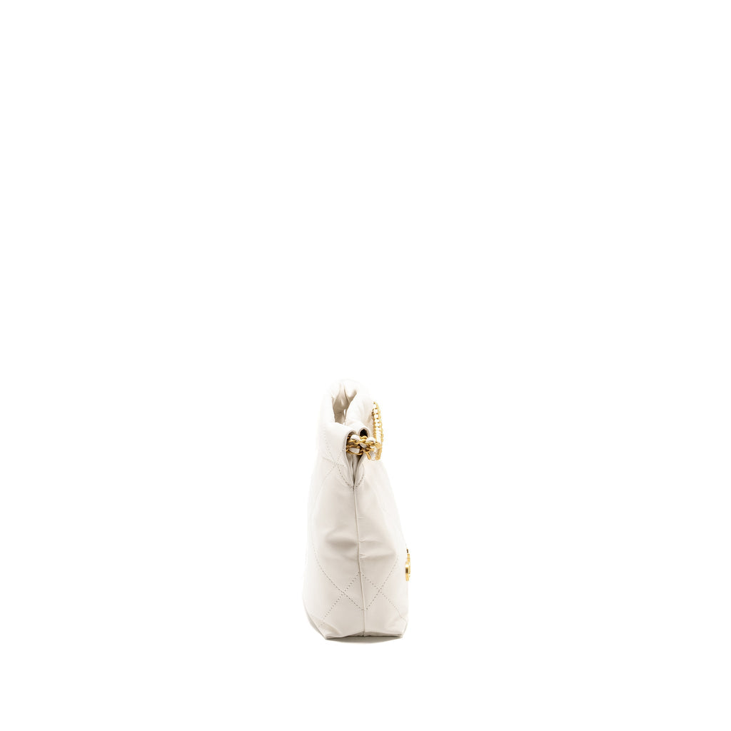 Chanel Mini 22 Bag Shiny Calfskin White  (Microchip)