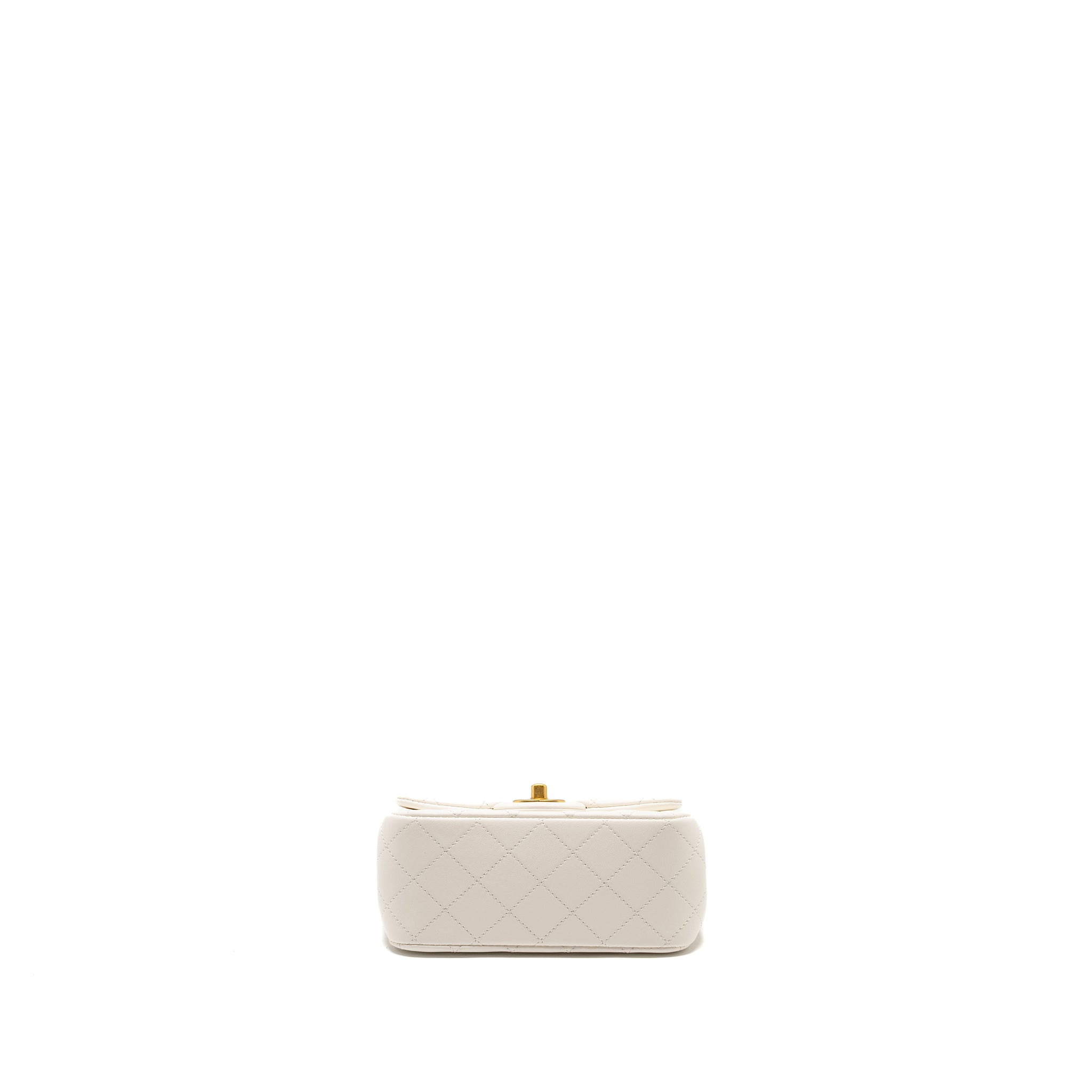 Chanel Pearl Crush Mini Square Lambskin White  (microchip)