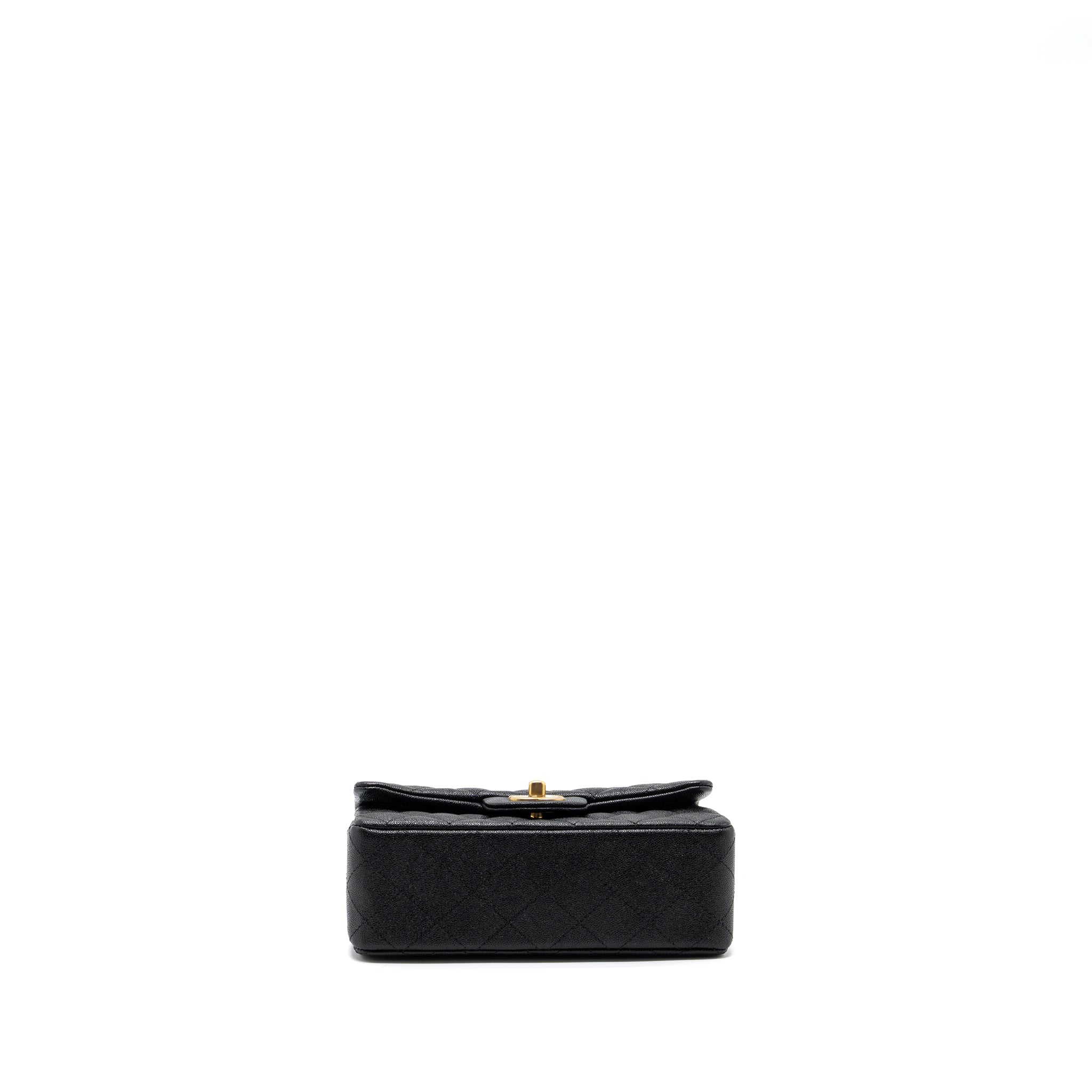Chanel top handle mini rectangular flap bag caviar black