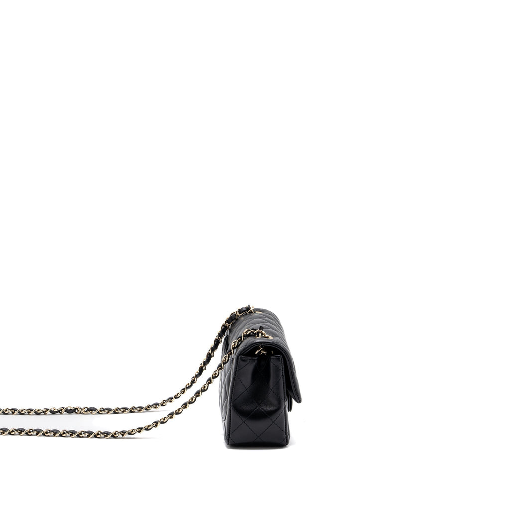 CHANEL MINI RECTANGULAR FLAP BAG LAMBSKIN BLACK L (MICROCHIP)