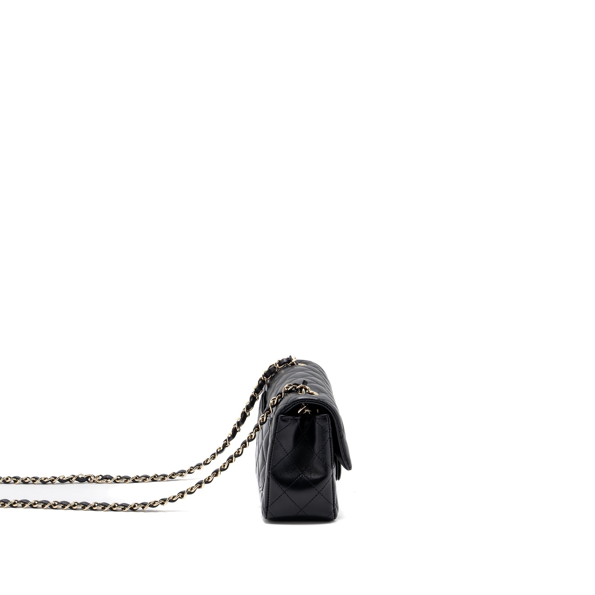 CHANEL MINI RECTANGULAR FLAP BAG LAMBSKIN BLACK L (MICROCHIP)