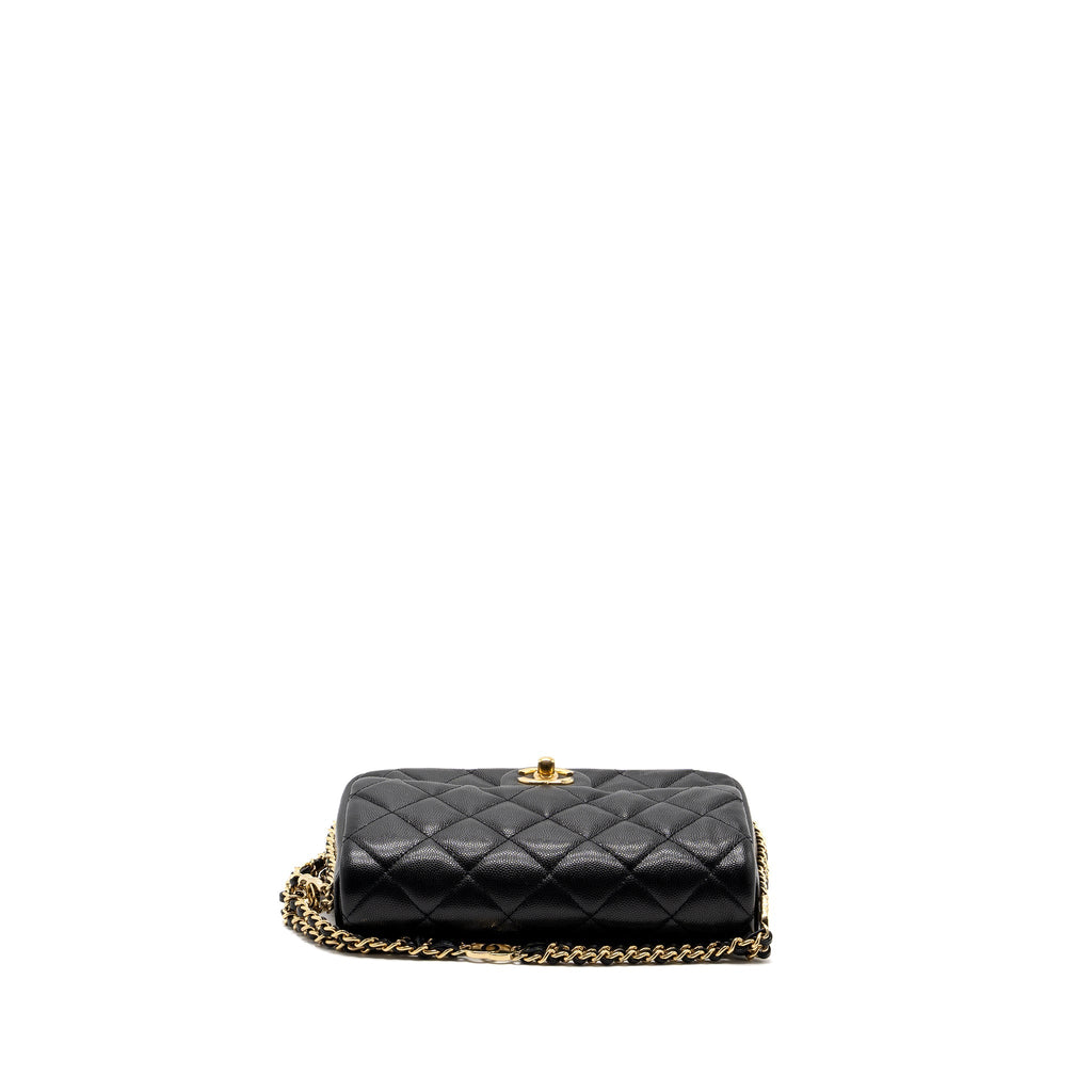 Chanel 23C flap bag with cc logo chain caviar black  (microchip)