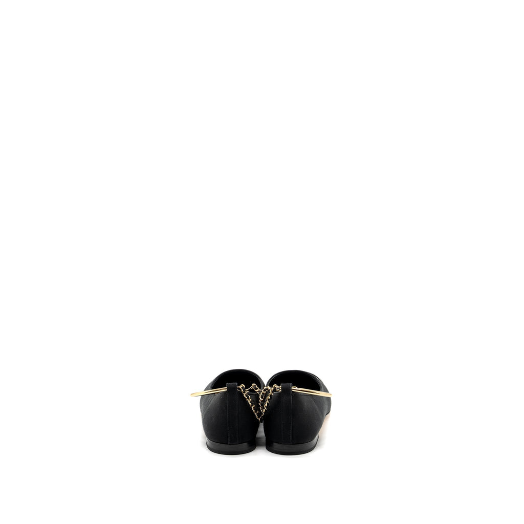 Chanel Size 37 Ballerinas Shoes Canvas/Leather Black L