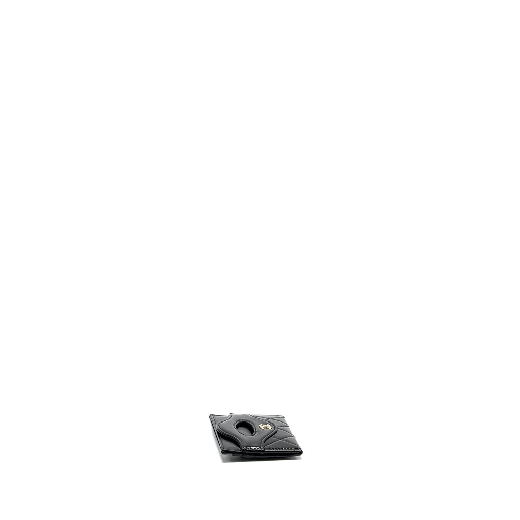Chanel 31 card holder shiny goatskin black L (microchip)