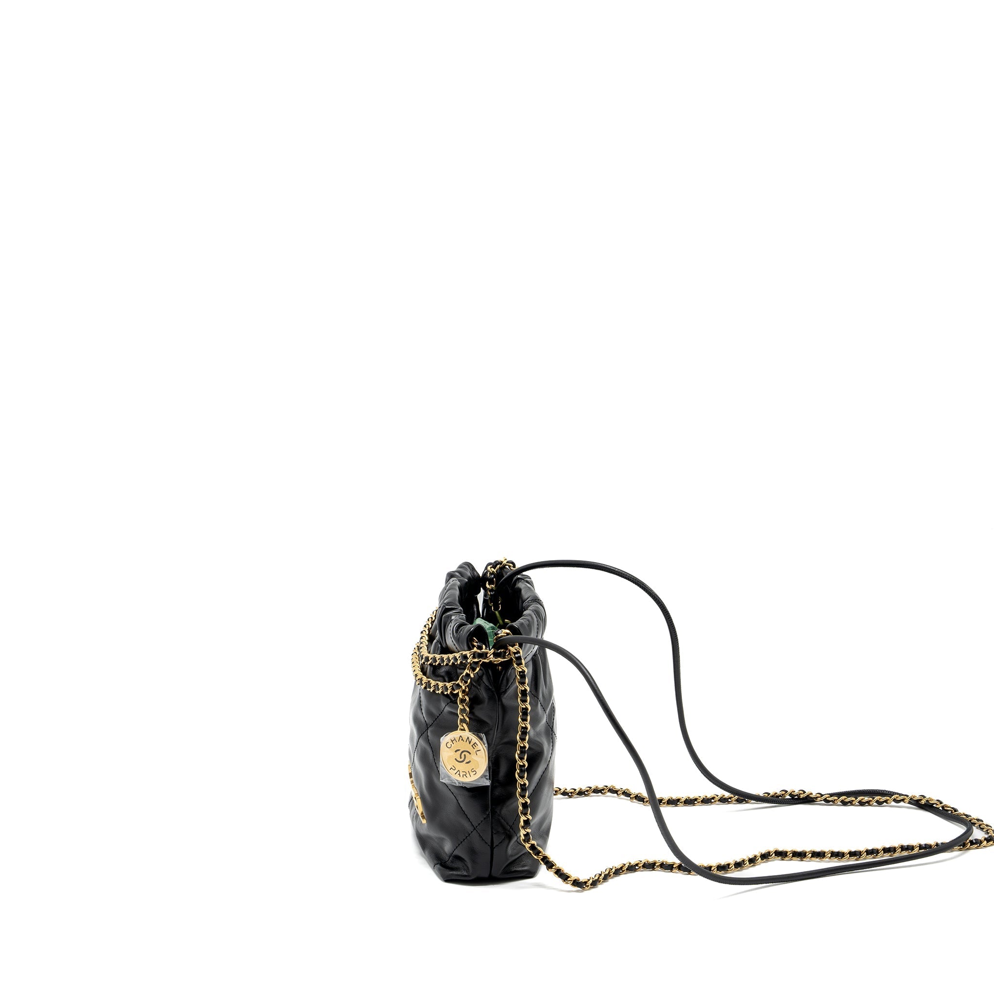 Chanel Mini 22 Bag Shiny Calfskin Black  (Microchip)