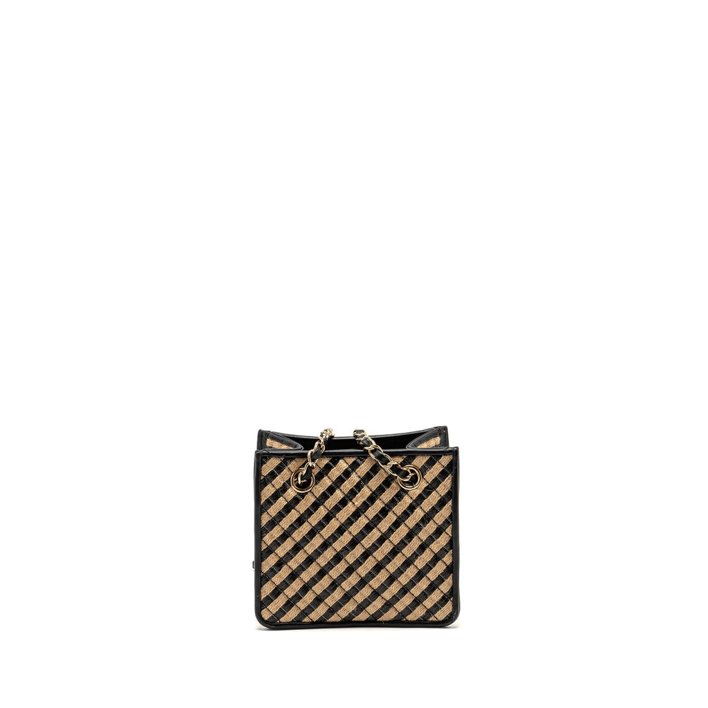 Chanel Urban Jungle Bucket Bag Raffia/Leather Black/Beige L