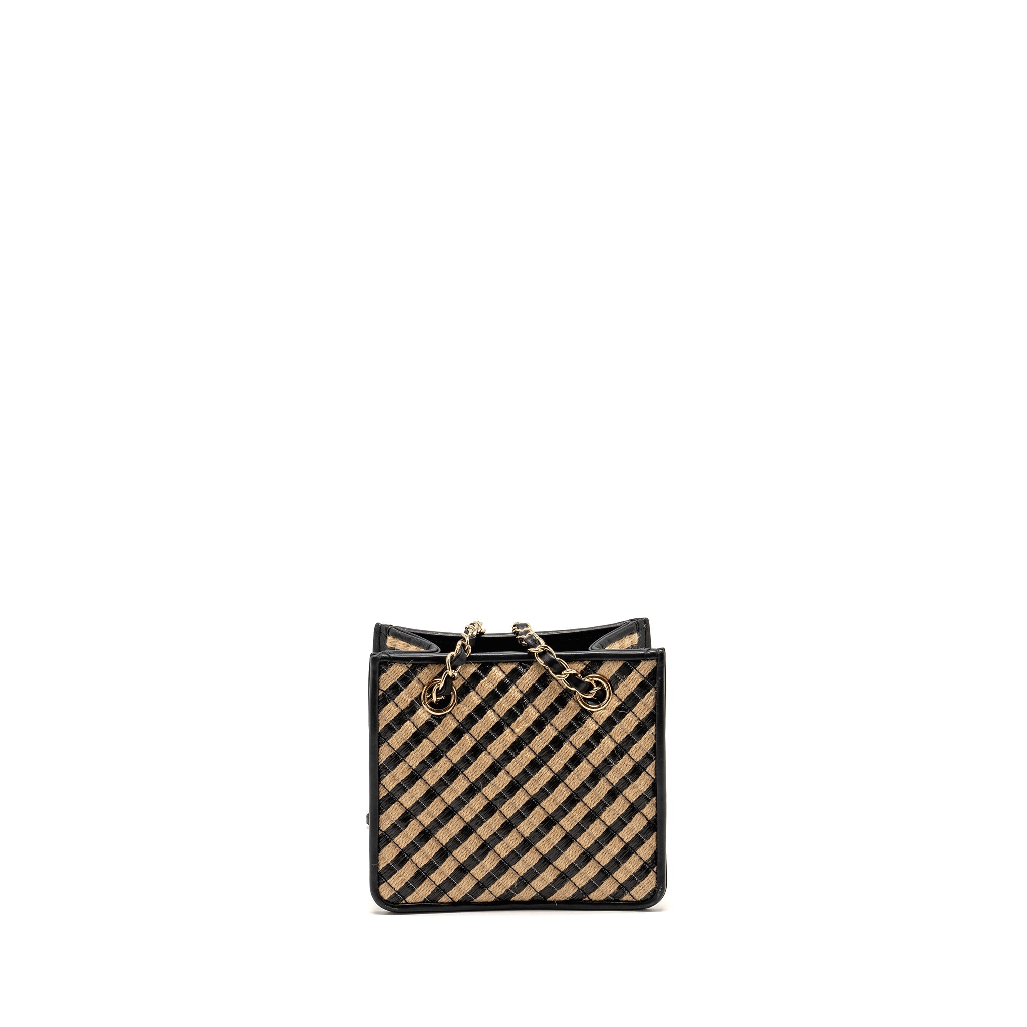 Chanel Urban Jungle Bucket Bag Raffia/Leather Black/Beige L
