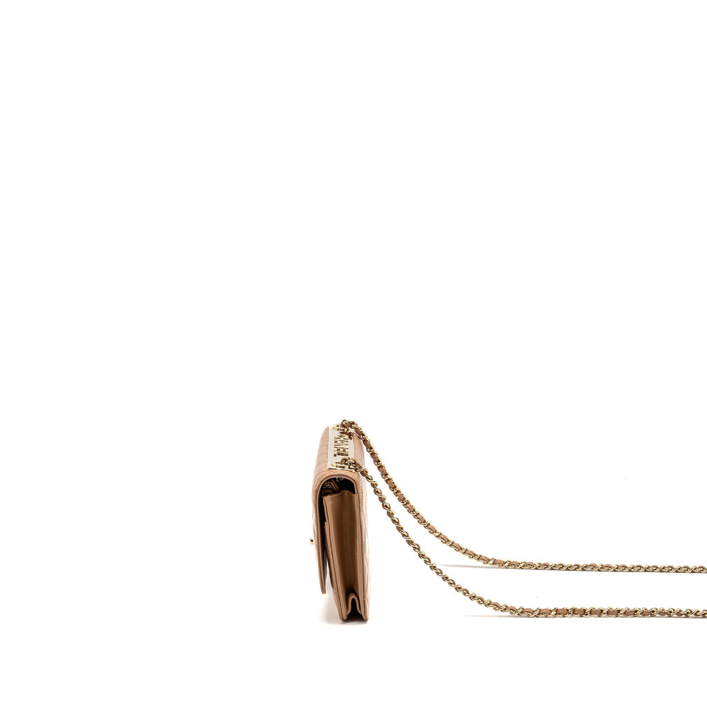 Chanel Trendy CC Wallet On Chain Lambskin Dark Beige